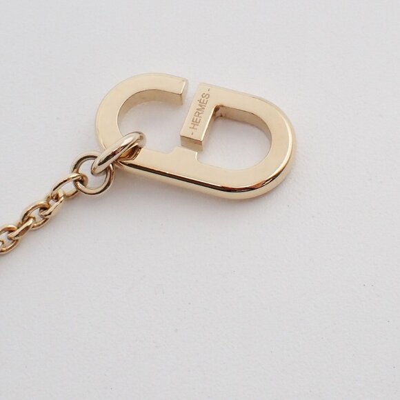 HERMES Logo Sur Mer PM Chain Necklace Pendant Metal Gold Accessory 27LC534 - Picture 3 of 11